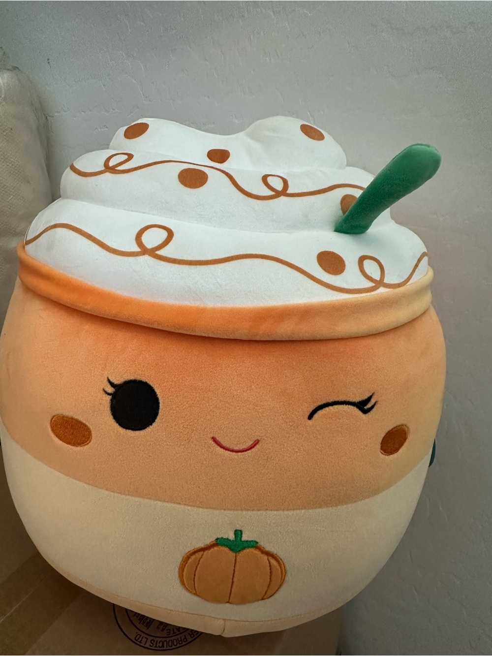 Squishmallows Delindy Plush Pumpkin in Orange & Cream with White Top
